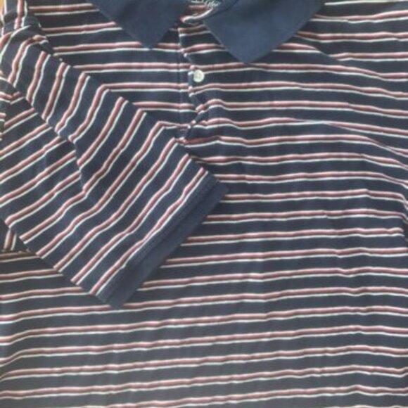 Faded Gory Men's Polo Shirt Size XL Stripped Multicolor Blue Red Casual - Picture 1 of 7
